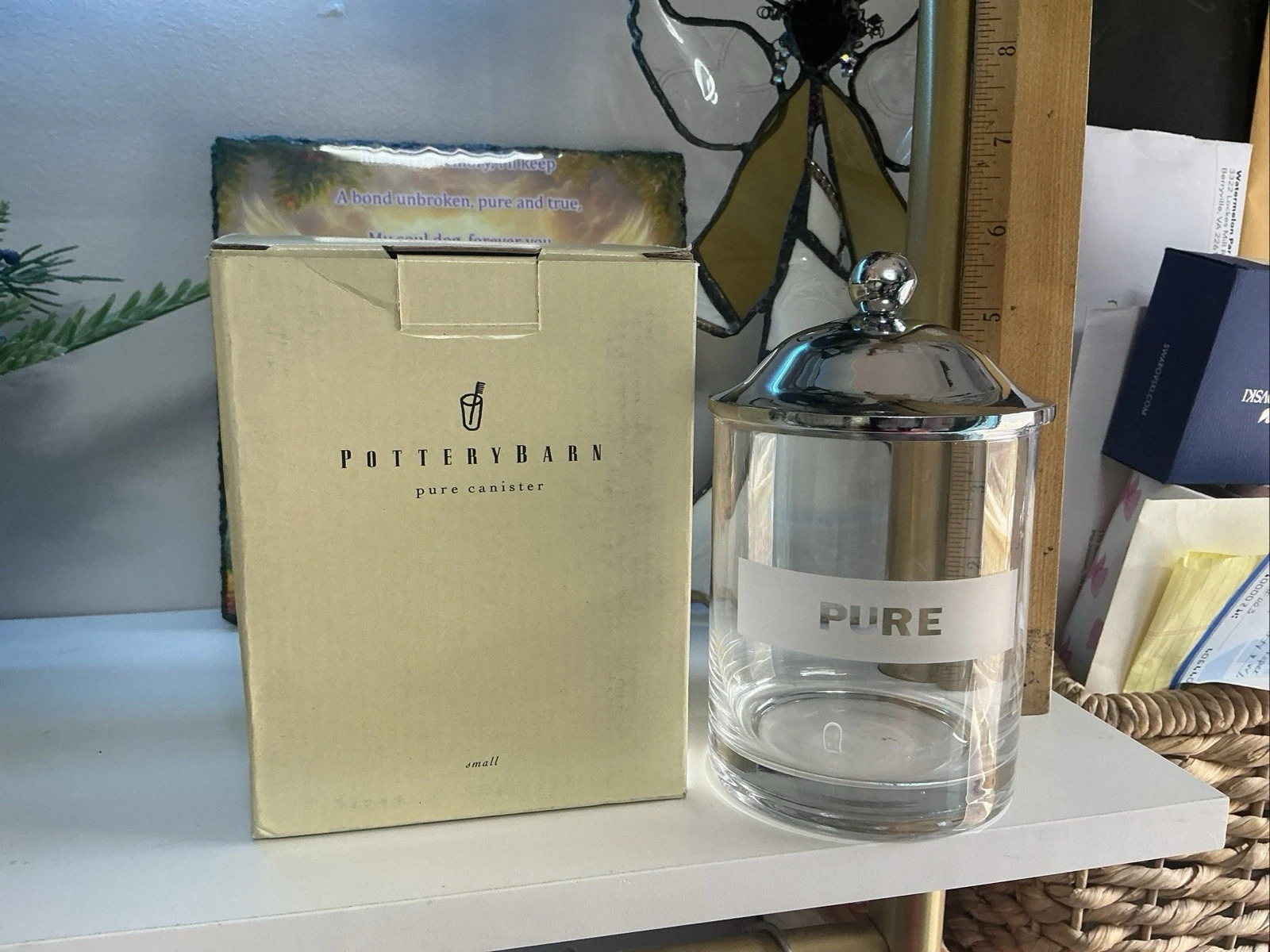 Vintage HTF - POTTERY BARN NEW In Box PURE Small CANISTER T19