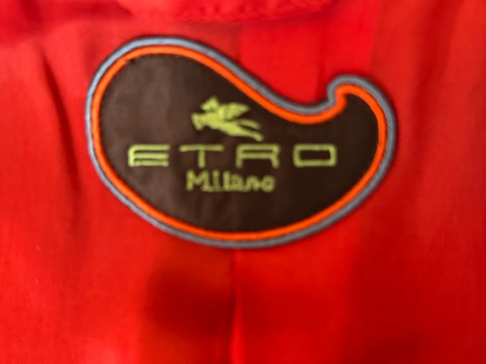 Blazer Etro Milano Mujer Sencillo Pecho EU46 US10 Marrón Azul Cuadros Lana Floral Foto 2 de 4