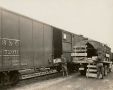 CCC Trabajadores Descargando Dinamita de B&O Box Car 1934 Pennsylvania Foto 8x10