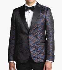 NWT $595 Ike Evening by Ike Behar Floral Jacquard Tux Tuxedo Dinner Jacket 38S