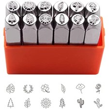 12pcs Plant Theme Metal Stamping kit, 6MM 1/4   Metal Punch Stamping