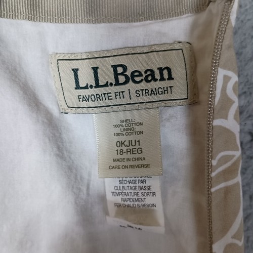 L.L. Bean Skirt Women's 18 White Tan Floral Favorite Fit Straight A-Line Preppy - Picture 5 of 10