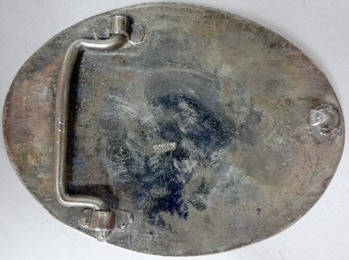 Fibbia da cintura vintage antica testa di cavallo/ferro di cavallo in acciaio inox made in Mexico! - Foto 8 di 11