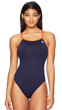Tyr L1909 Womens Navy Diamond Fit Cutout Stretch One-Piece Swimsuit Size 34