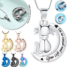 Cat Cremation Jewelry for Ashes Moon Urn Necklace Human Pet Ashes Keepsake Gifts