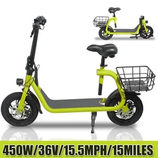 450W Electric Scooter w/ Seat Adult Foldable Leisure EBike Moped Urban Commuter