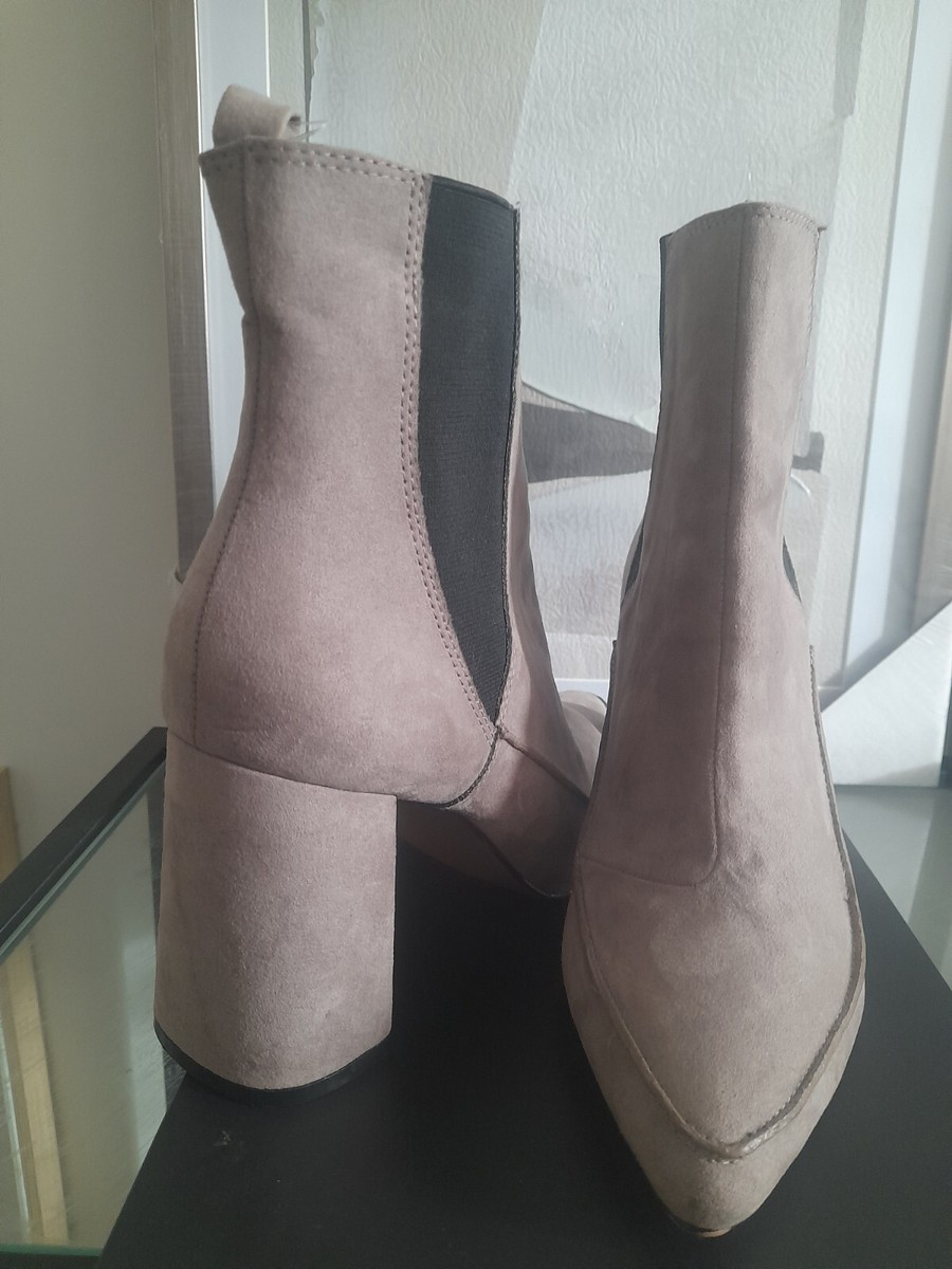 H And M Faux Suede Ankle Boots Beige 41 UK