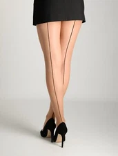 Sevilla Chic Back Seam Sheer to Waist Glossy Pantyhose 15 Denier Seamed Tights