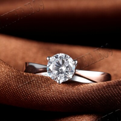 Flawless Contracted Sterling Silver Cubic Zirconia Engagement Wedding Gift Ring 