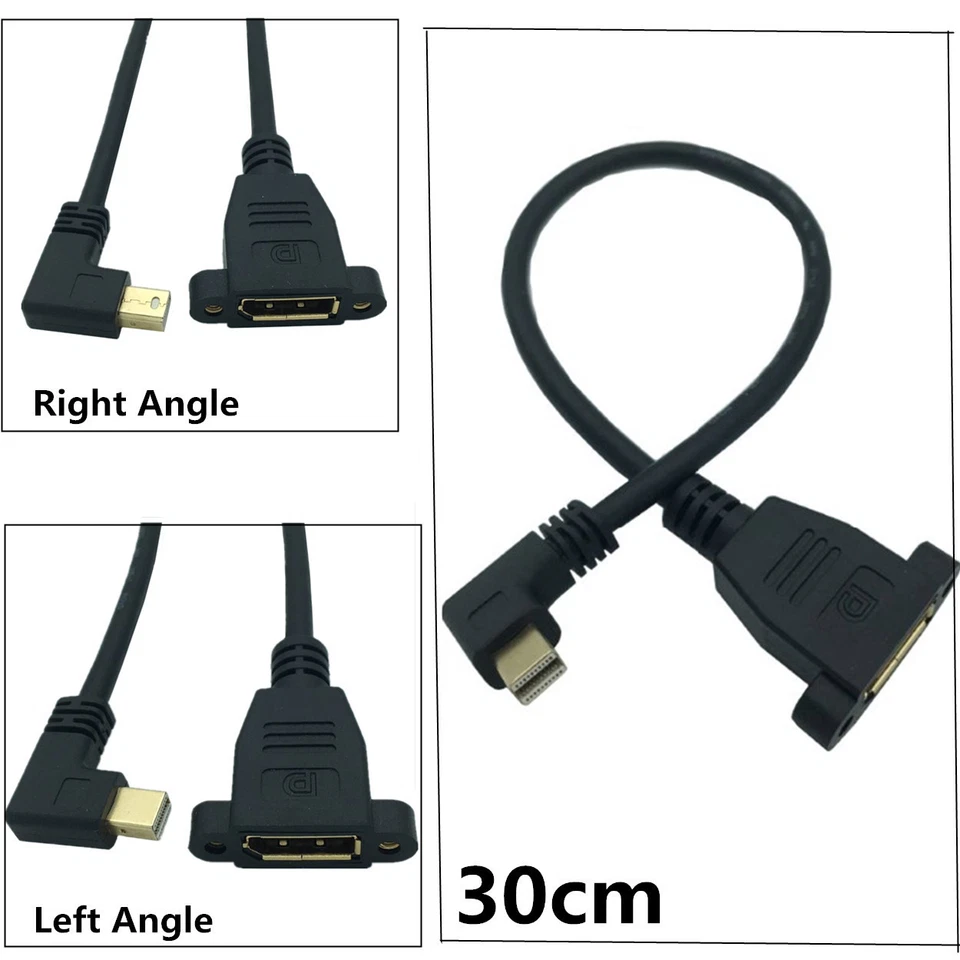 Mini DisplayPort Male 90°angle to DisplayPort Female panel mount Extension Cable - Image 2 of 4