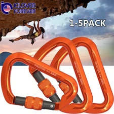 30KN Aluminum Locking Climbing Carabiner Rock Rescue D-Ring Screwgate Clip Hook