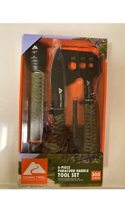 Ozark Trail 6 pc Paracord Handle Outdoor Camping Knife Hatchet Flashlight