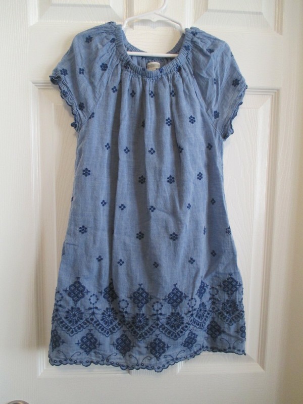 EUC Girls Gymboree handkerchief embroidered dress, lined, sz S (5-6)