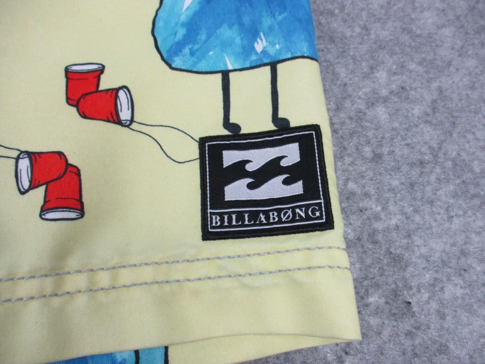 Bañador Billabong Board Shorts Para Hombre 32 Amarillo Azul Océano Ola Beber Cerveza Foto 3 de 4