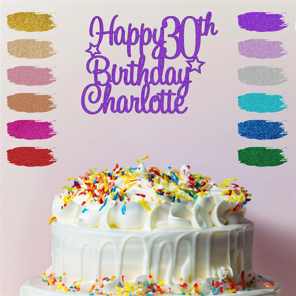 YOUNIQUE GIFTS Personalised Happy Birthday Cake Topper Any Age Any Name 16 18th 21st 30th 40th