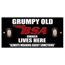 GRUMPY BSA Motorradbesitzer Wohnt Hier Metallschild. 8" X 3.5"