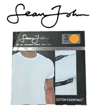 Sean John Mens 3/6 Pack Crew Neck Shirts Cotton Essentials Tag Free Size S to XL