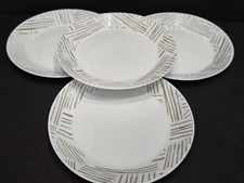 Corelle Everyday Expressions Geometrica Brown Lines 7.5" Set of 4 Salad Plates