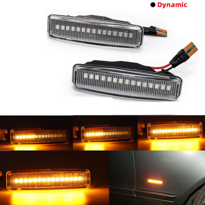 For BMW E39 Clear Lens Sequential LED Side Marker Lights Turn Signal Lights Lamp