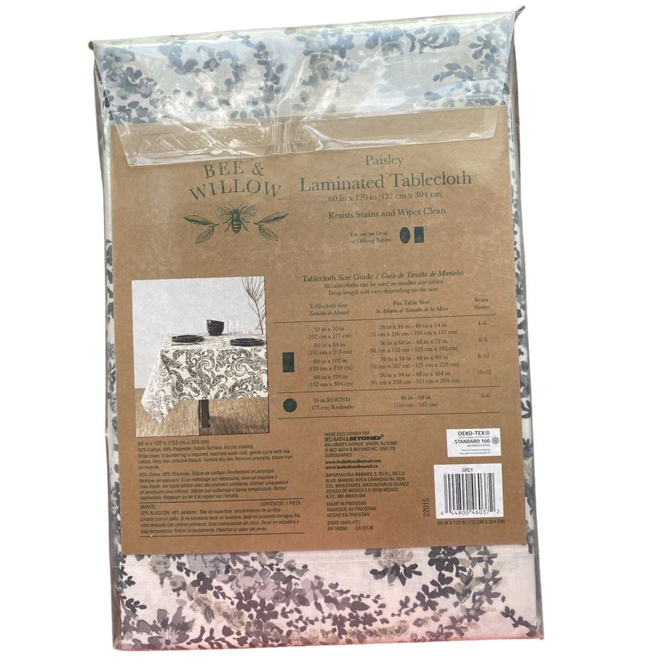Mantel laminado cachemira gris abeja y sauce 60 X 120 resiste manchas limpiar Foto 2 de 2