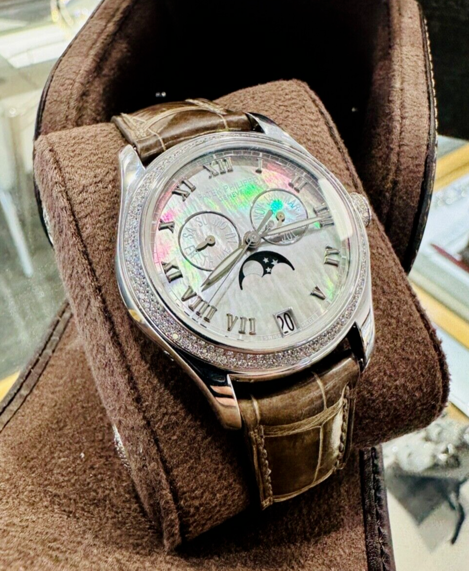 Patek Philippe Annual Calendar 4936G 18k White Gold Fact Mop Diamond Mint  Watch