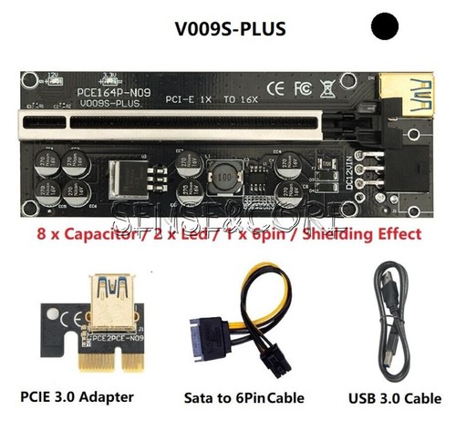 VER009S PCI-E Riser Card PCIe 1x to 16x Extension Cable USB 3.0 Data Cable - Afbeelding 12 van 12