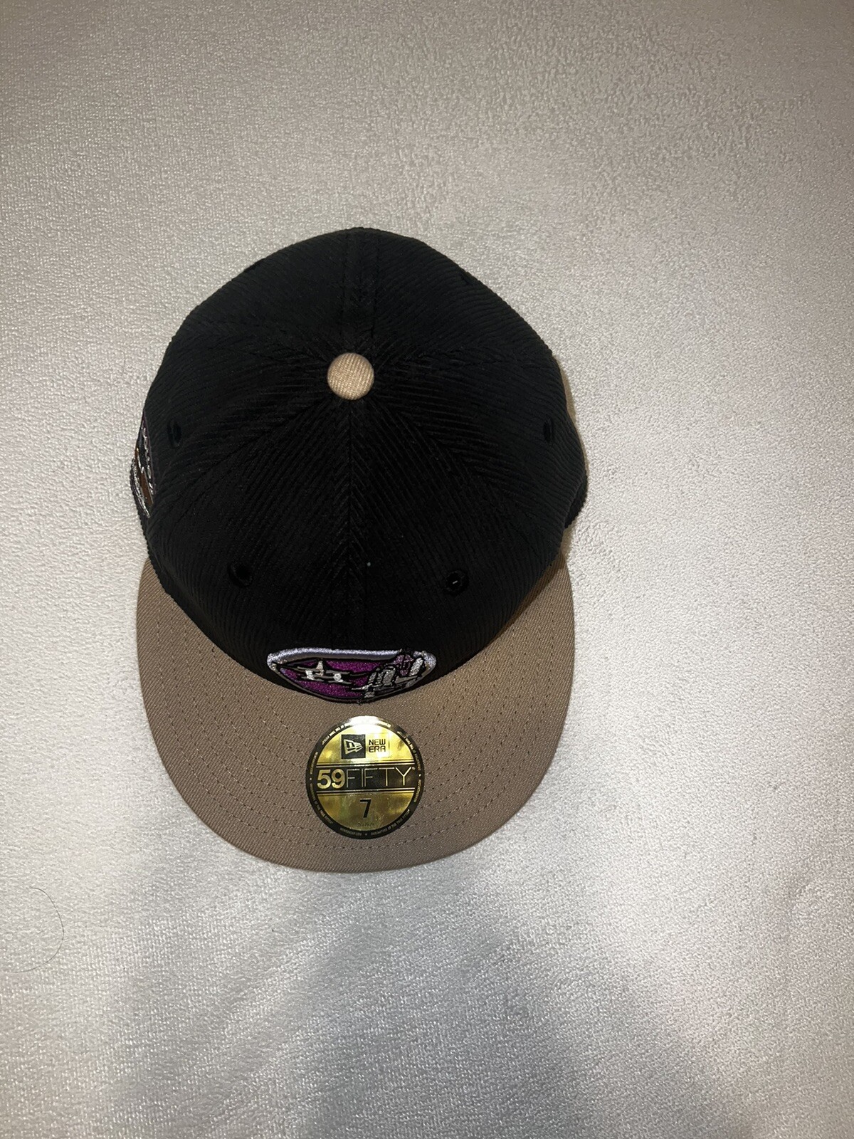 Houston Astros Fitted Hat Size 7 Apollo 11 Side Patch Tan Visor Lavender Bottom image 2