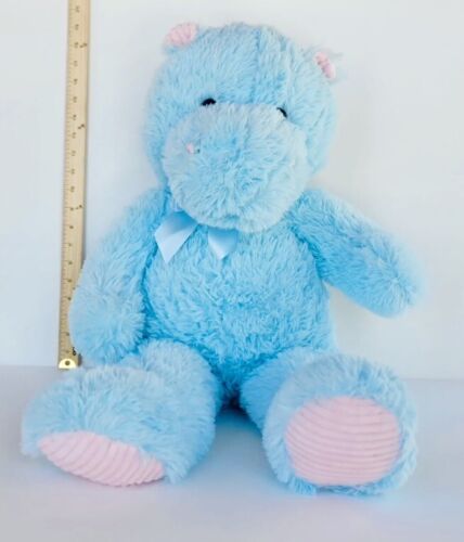 Plush Paradise blue fuzzy New Hippo W/Bowtie 32" blue soft rare plush gift toys - Picture 1 of 5