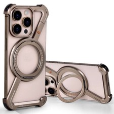 Z Skeleton Corner Pad Metal Borderless Case Magnetic Stand Fo iPhone 13 14 15 16