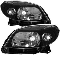 Scheinwerfer Hauptscheinwerfer Set Rechts & Links Schwarz H4 FüR Dacia Sandero