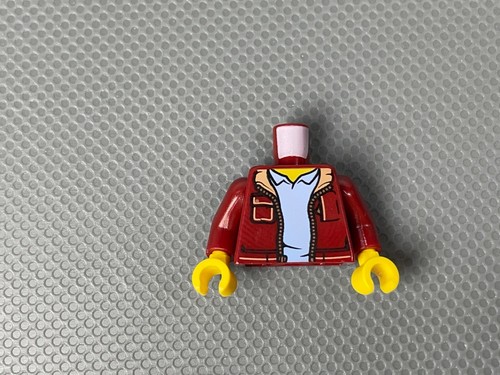 LEGO Dark Red Jacket Light Bluish Gray Shirt Minifigure Torso Zipper Yellow Hand - Picture 7 of 8