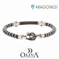 BRACCIALE ARAGONESI CILINDRI FIBRA DI CARBONIO ACCIAIO 316L PVD NERO BR2804