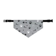 Gray Paw Prints Pet Bandana Collar | Fish Bones Pattern