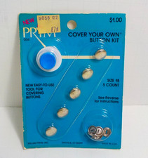 Vintage Prym Cover Your Own Button Kit 5 Silvertone Size 18 New In Package