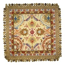 Handmade Wool Needlepoint Throw Pillow Cover 20x20 - Vintage French Country D...