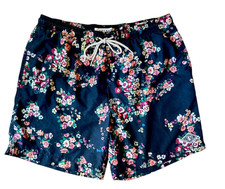 PacSun Floral Swim Shorts Men L 32W Blue Tropical Board Vacation Island Pockets