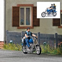 Busch 7860 H0 Spur ZubehöR Us-Motorrad Mit Biker-Paar, Blau