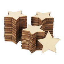 25mm Wooden Stars, 200 Pack Unfinished Wood Stars Blank Wooden Cutouts