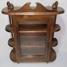 VINTAGE Solid Wood Stand Alone Or Wall Mount 23.5" Tall Curio Display Cabinet