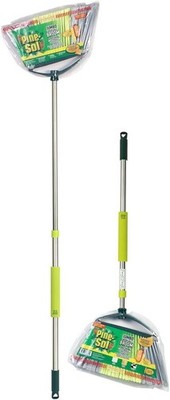 Indoor Jumbo Broom W/ Long Stainless Steel Collapsible Handle Easy Storage Heavy