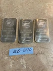 3 ENGLEHARD 1 OZ. .999 FINE SILVER BARS BIG E