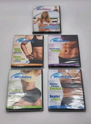 Lot Of 5 Malibu Pilates DVDs - Guthy Renker - New & Sealed - Free Shipping 