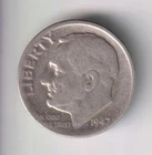1947-D ROOSEVELT DIME 10¢ DENVER 90% SILVER COIN UNITED STATES MINT