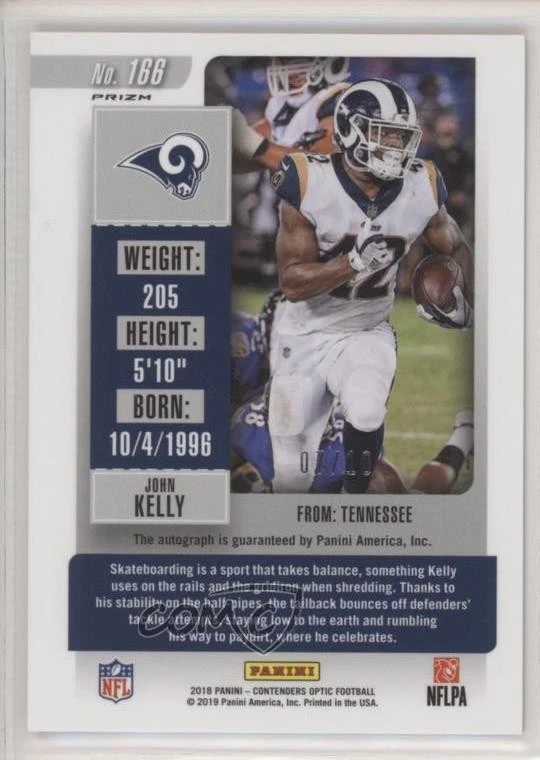 2018 Panini Contenders Optic Ticket Gold Prizm /10 John Kelly Rookie Auto RC - Image 2 of 2