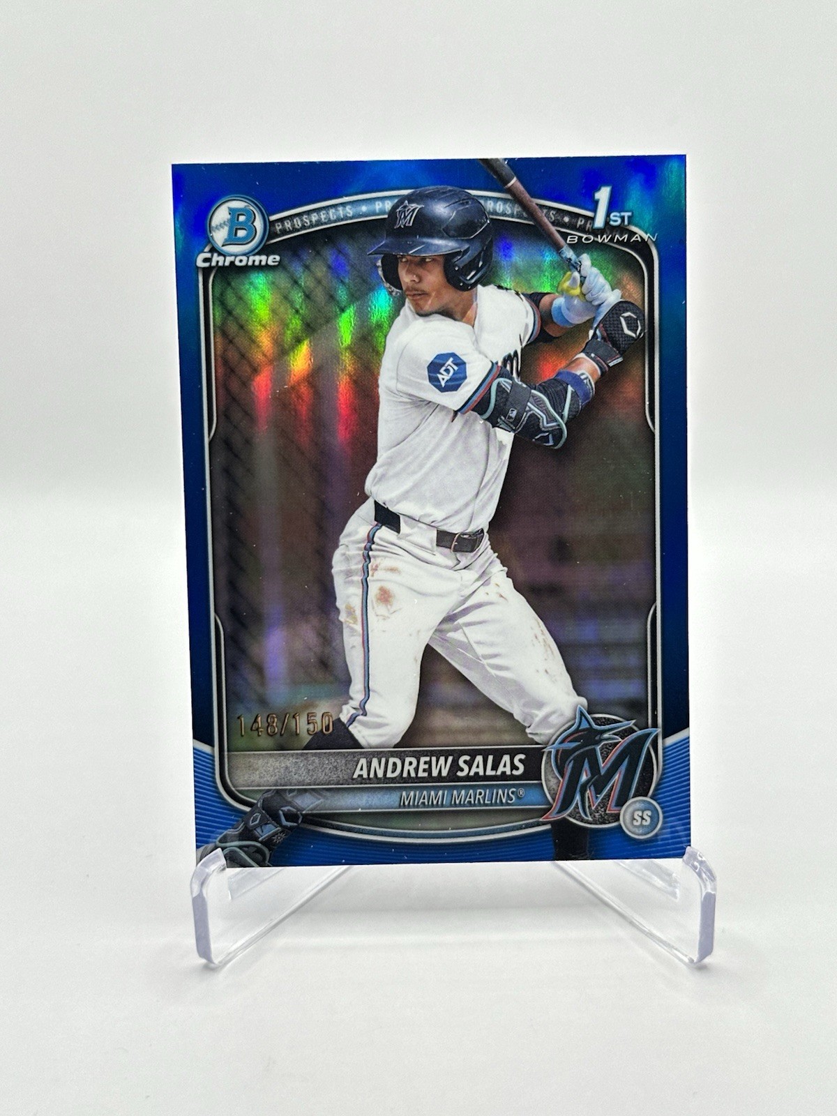 2025 Bowman 1st Chrome BLUE REFRACTOR/150 Andrew Salas Miami Marlins #BCP-156