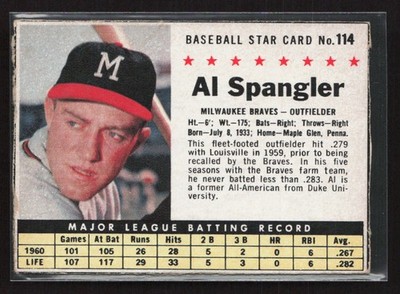 1961 Post Cereal (F278-33) #114 Al Spangler - Box Version Hand Cut Set Break!