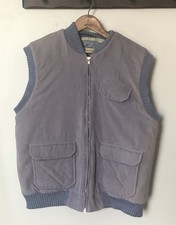 Vtg St Johns Bay Mens L Blue Corduroy Zip Up Puffer Utility Vest Cotton Pockets