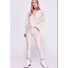 We The Free Stretch Crushed Velvet Straight Leg Ankle High Waist Boho Pants 30