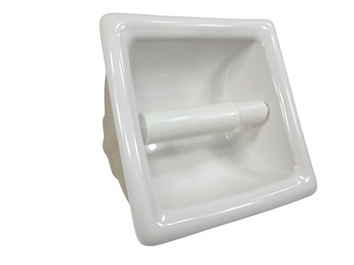 Recessed White Ceramic Tile TP Holder Toilet Paper Niche Mid Century Modern