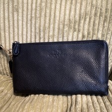 Coach Black Solid Wristlet Wallet with Zip Closure and Wrist Strap for Women